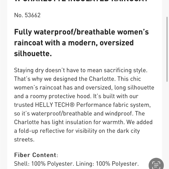 Helly Hansen CHARLOTTE INSULATED RAINCOAT - Picture 7 of 11